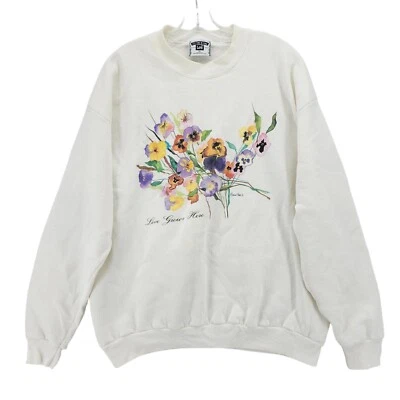 Vintage Lee Sweatshirt Floral Bouquet USA MADE Off White Love Grows Here Size XL - Image 1 of 4