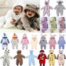Newborn Baby Boys Girls Hoodie Bodysuit Romper Jumpsuit Fleece Winter Outfits