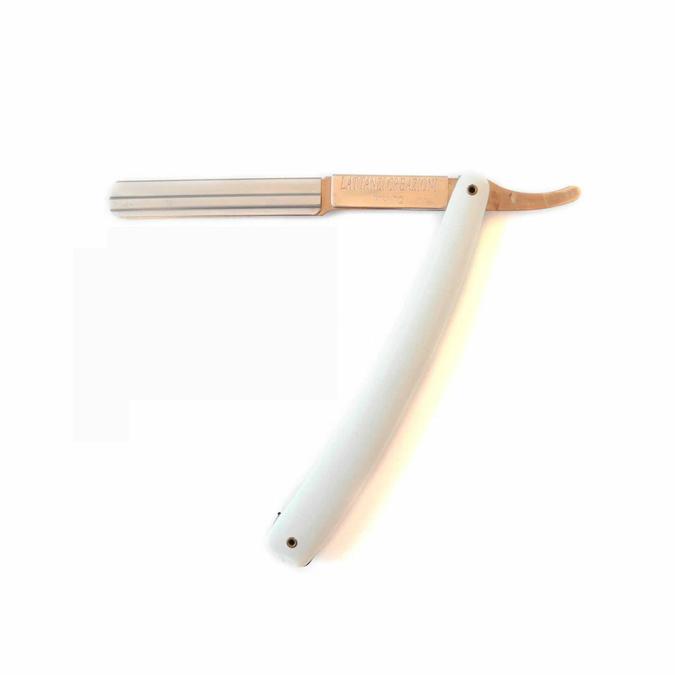 Rasoio a mano libera per barba mezza lama lunga manico acetato portalama acciaio - Immagine 1 di 1