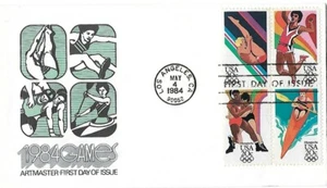 set of 5 '84 Summer Olympics Artmaster B4 and Fleetwood Cachets SC#2082-2085a - Picture 1 of 6