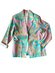 Blazer vintage Pykettes para mujer años 80 pastel floral abuela costera - Imagen 1 de 6