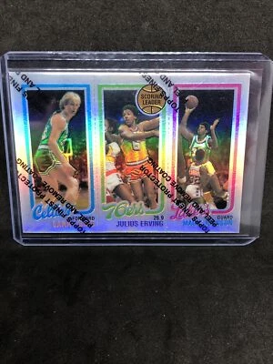 Larry Bird Julius Erving Magic Johnson 1996-97 Topps Finest REFRACTOR W/Peel - Image 1 of 3