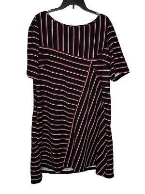 Gabby Skype Women's Dress Shift Asymmetrical Striped Round Neck Multicolor 18 - Image 1 of 4