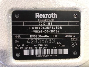 REXROTH AXIAL PISTON PUMP 7010-188 LA10V063DRS/53R R902504404 - Picture 1 of 5