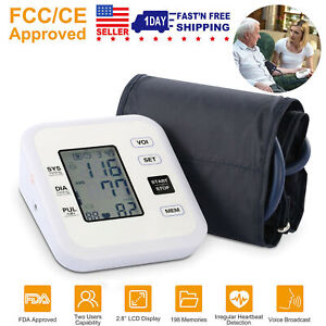 Moniteur automatique de pression artérielle haut du bras bras bras brassard numérique approuvé FDA LCD à impulsions