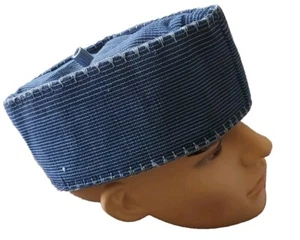 BLAU/SCHWARZE KAPPE ASO OKE AFRIKANISCHE YORUBA CAP FÜR HERREN UND COLLEGE-STUDENTEN.   - Bild 1 von 3