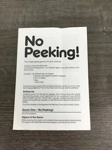 No Peeking Ravensburger 1992 Game Replacement INSTRUCTIONS ONLY - Picture 1 of 5