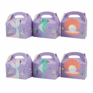 6Pcs Underwater World Theme Packaging Bags Mermaid Candy Box Cookie Box Kids - Picture 1 of 12