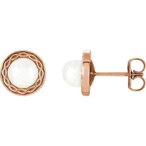 Ohrringe 14 Karat Rose weiße Süßwasserzuchtperlen - Bild 1 von 2