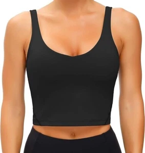 Lushforest Women Sports Bras Tank Top for Workout Fitness Gym Yoga Run Black, S - Picture 1 of 7