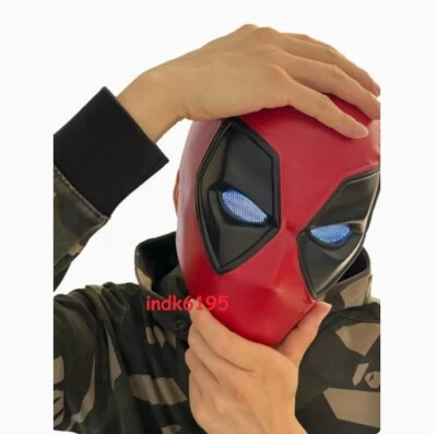 Deadpool Helmet Mask Movable Eye Headwear Light Up Ring Remote Control Halloween - Image 1 of 4