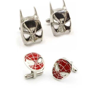 SALE Superhero Batman Spiderman Cufflinks Groom Wedding Birthday Christmas Gift - Picture 1 of 14