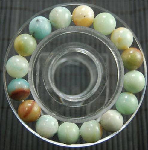 VALENTINO Bracciale elastico perle pietre preziose tonde amazzonite multicolore naturale 10 mm 7 5''