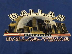 Vintage Dallas Texas Skyline Large Blue T Shirt - Picture 1 of 8
