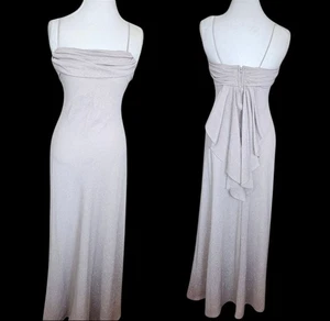 Y2K Cream Champagne Gold Glitter Formal Dress Spaghetti Strap Long Sz 6 Sparkly - Picture 1 of 11