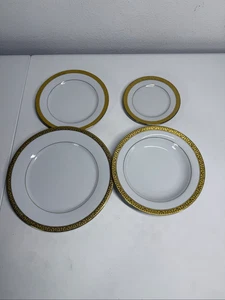 VNG Gold Buffet Royal Gallery Set 4 piatti bordati 1991 MDP Macy's Dept Store - Foto 1 di 12