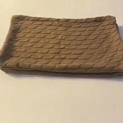 Restoration Hardware Cable Knit Pillow Case Cover Brown Cotton Pair 2 READ - Image 1 of 4