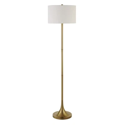 Josephine 62" Tall Floor Lamp with Fabric Shade in Brass/White - Image 1 of 3