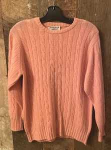 Vintage Bergdorf Goodman Cashmere Cable Sweater Pink - Picture 1 of 7