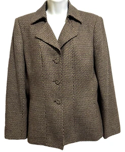 Nipon Boutique 10Tweed Blazer Jacket Lined 3 Covered Buttons Pockets - Picture 1 of 16