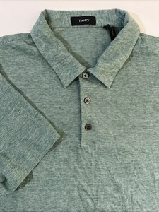 THEORY Brenan Short Sleeve Polo Shirt Mens Large Green Pullover 100% Cotton - Picture 1 of 6