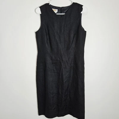 Talbots Dress Womens Size 8 PETITE Black Linen Sleeveless Lined Minimalist READ - Image 1 of 4