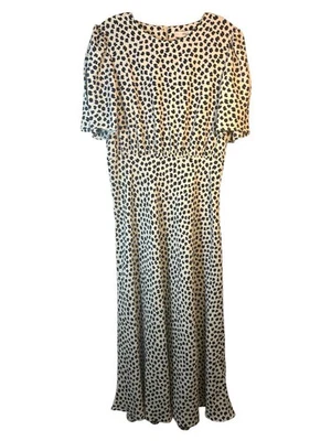 M&S ladies midi maxi dress white black blue 14 ditsy micro floral cottagecore - Image 1 of 4