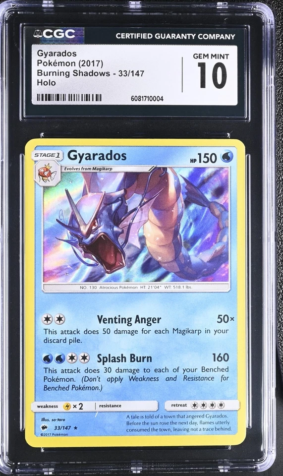 Gyarados Holo 33/147 Burning Shadows CGC 10 Gem Mint 2017 - Image 1 of 2