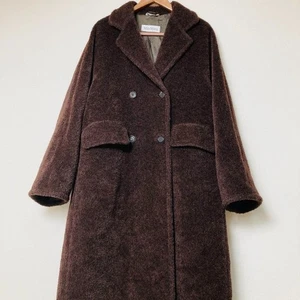 Max Mara Alpaca Wool Coat Size 38 Dark Brown Made in Italy Raglan 84cm - Picture 1 of 8