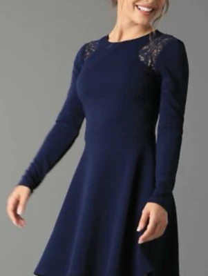 Vestido American Living Ralph Lauren 16 Azul Marino Elastizado Carrera Manga Larga Foto 1 de 4