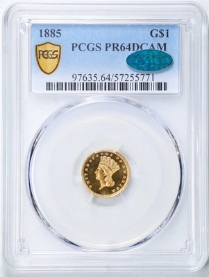 1885 G$1 Proof Indian Princess Large Head Gold Dollar PR64DCAM PCGS 57255771 CAC - Image 1 of 4
