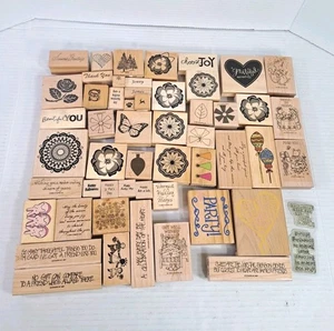 Riesiges Set 52 Holz Stempel Stampin’ Up Blumen Urlaub Tiere Vintage Mix - Bild 1 von 6