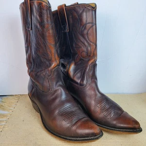 Acme Cowboy Boots Mens 8.5 D Brown Leather Pointed Toe Western Wear USA Made - Picture 1 of 14