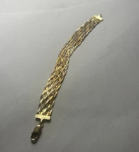 Milor Italy 925 Braided Sterling Silver Tri Tone Bracelet 8” Flat Wide overlay - Picture 1 of 8