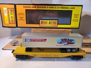 MTH Rail King 30-76154 Union Pacific Flat Car w/Fisher Beer Trailer Utah New OB - Picture 1 of 13