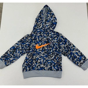 Nike Therma-FIT Hoodie Camo Pullover Sweatshirt Activewear Orange Logo 2T - Picture 1 of 5