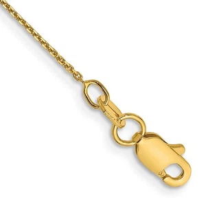 Cable de eslabones abiertos de oro amarillo de 14 k de 0,8 mm talla diamante con broche de langosta tobillera de 10" - Imagen 1 de 2