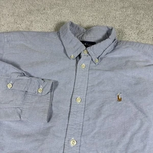 Camisa Ralph Lauren Niños Talla 20 Azul Manga Larga Oxford Botón Algodón - Imagen 1 de 4