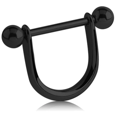 Piercing Nippel Schild STEIGBÜGEL Schwarz Black Intim Brustpiercing Bruststab - Bild 1 von 2