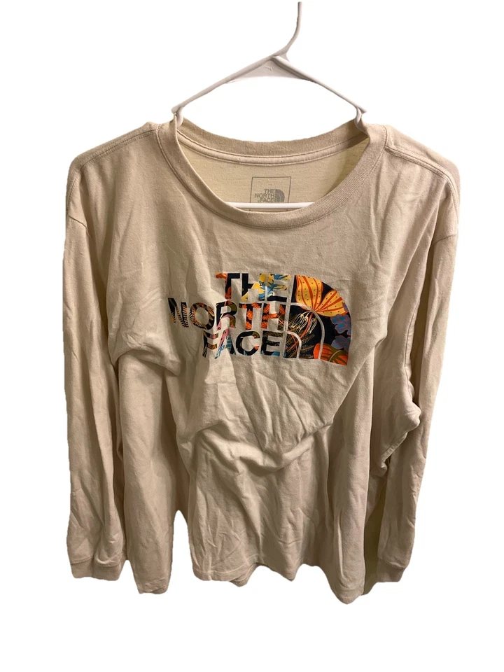 Camiseta manga larga North Face Evolution Box NSE para mujer talla 3XL beige logotipo Foto 1 de 4