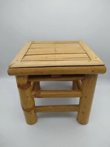 Vintage Bamboo Small Stool Plant Stand 22 cm Tall - Picture 1 of 12
