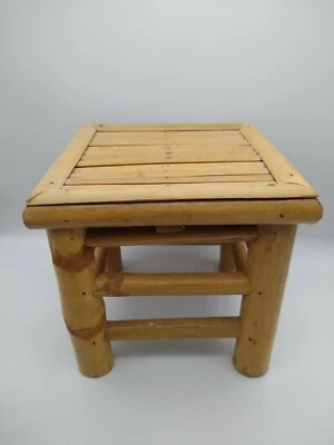 Vintage Bamboo Small Stool Plant Stand 22 cm Tall - Image 1 of 4