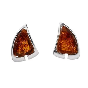 Sterling Silver and Baltic Honey Amber Stud Earrings "Hailee" - Picture 1 of 6