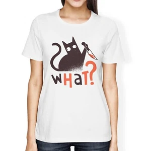 1Tee Damen Loose Fit Killer Cat Knife T-Shirt - Bild 1 von 5