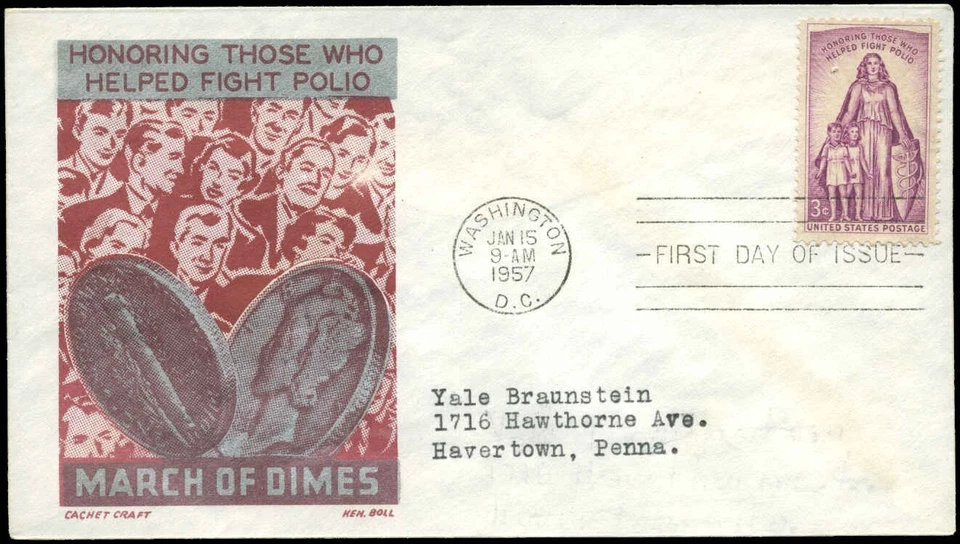 US FDC #1087 Cachet Craft Ken Boll Cachet Washington, DC - Image 1 of 1