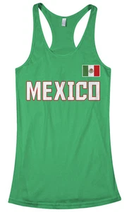Threadrock Women's Mexico National Team Racerback Tank Top Mexican Flag - Picture 1 of 11