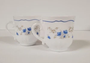 Arcopal France Romantique Coffee/Tea Cup Mug Set Of 2 Blue Flowers Vintage - Picture 1 of 9