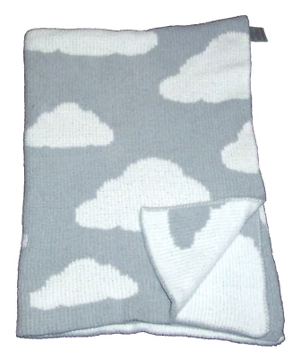 Manta Bebé Just Born Chenille Gris Blanco Nubes Reversible Foto 1 de 2