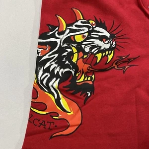 Ed Hardy Hellcat Panther Tattoo Graphic Fleece Sweatshorts Red White Mens Size L - Picture 1 of 16