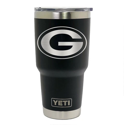 Green Bay Packers YETI Laser Engraved Colster, 20 or 30 oz. Black Tumbler Cover